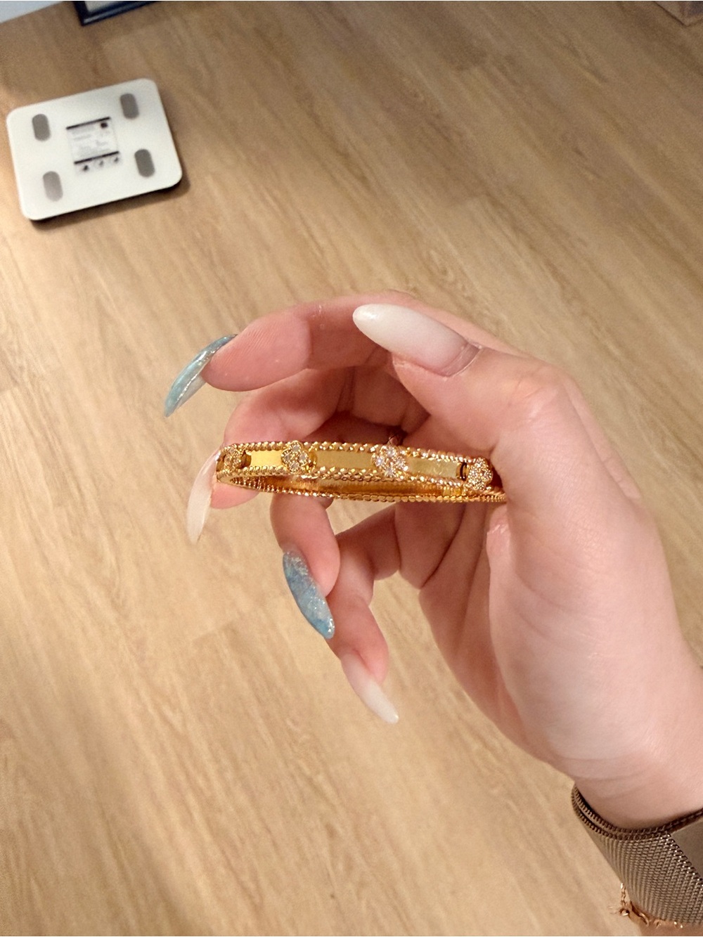 Gold Crystal Hinged Bracelet